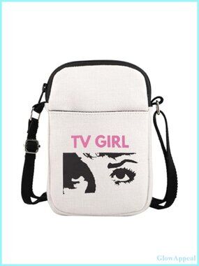 Canvas Crossbody Bag TV Eye Marble Print Messenger Purse